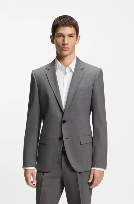 Slim-fit jacket in wool-blend sharkskin