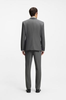 Chaqueta slim fit en tejido sharkskin de mezcla de lana, Gris