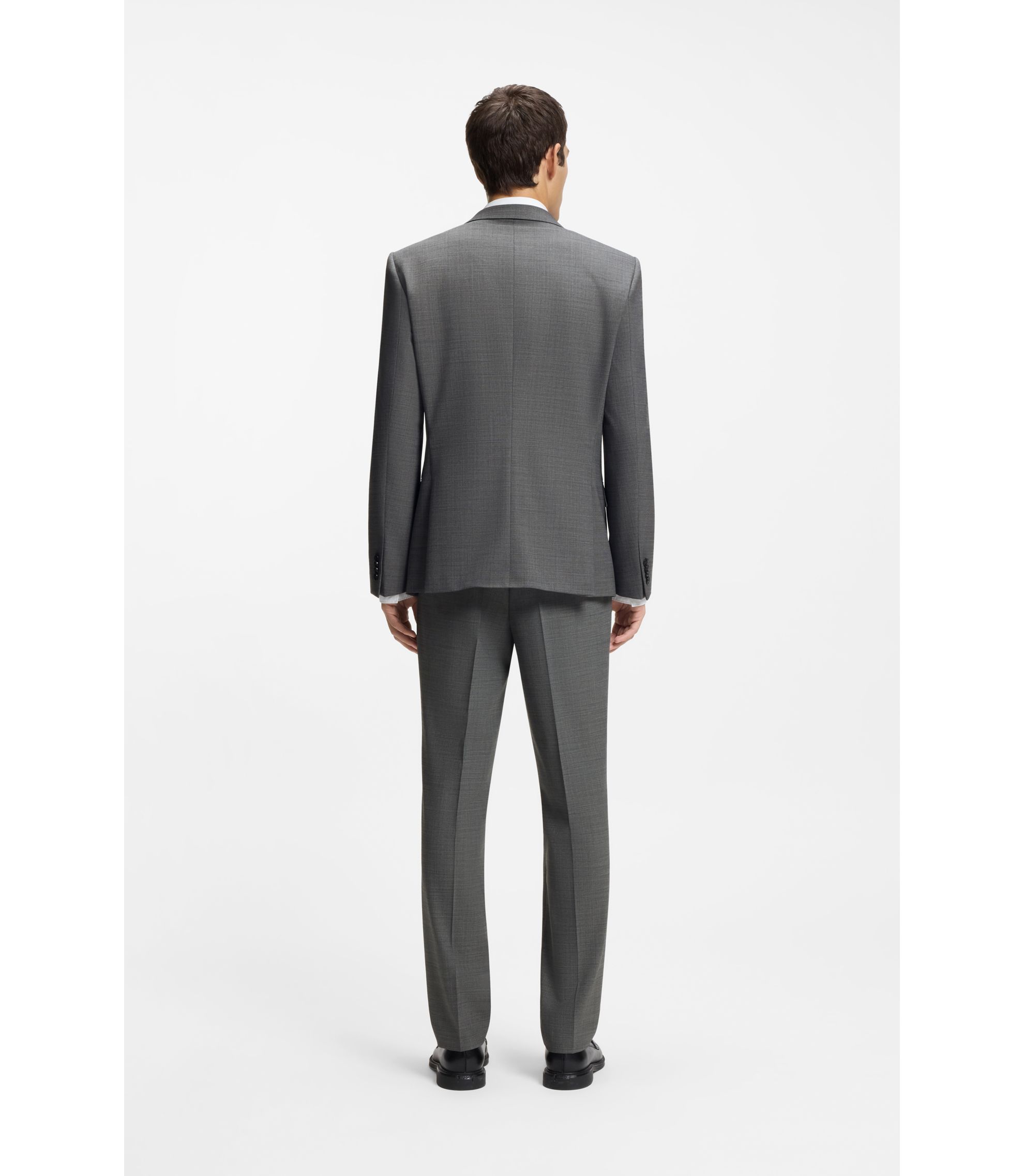 HUGO - Slim-fit jacket in wool-blend sharkskin - Grey