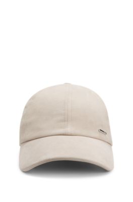 Gorra de ante con remache con logo, Beige claro