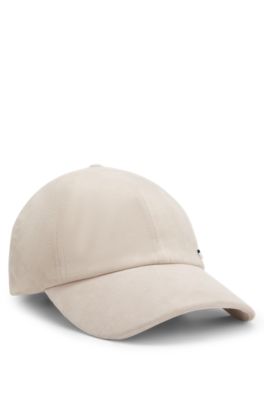Logo-rivet cap in suede, Light Beige