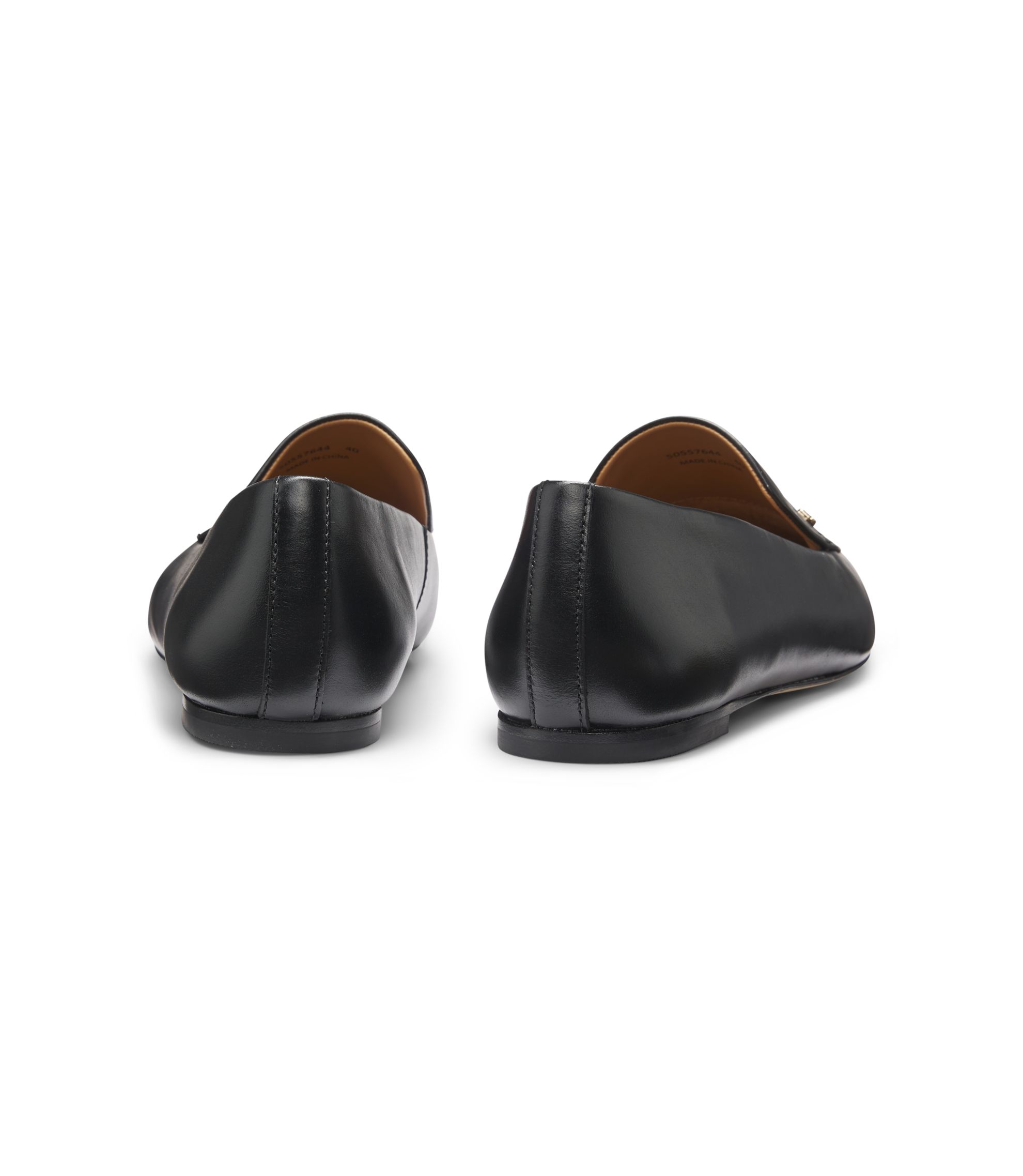 BOSS - Leather loafers with square toe - Black