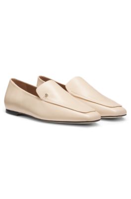Mocasines de piel con detalle de monograma Double&nbsp;B, Blanco