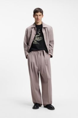 Cotton-jersey T-shirt with spaced-out logo, Black