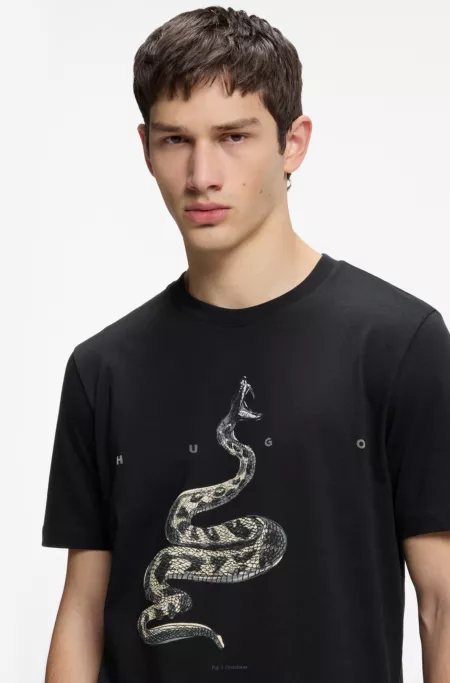 Cotton-jersey T-shirt with spaced-out logo