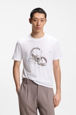 Camiseta de punto de algod&oacute;n con logo espaciado, Blanco