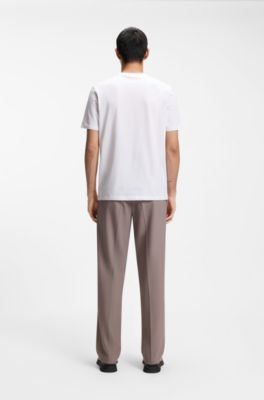 Camiseta de punto de algod&oacute;n con logo espaciado, Blanco