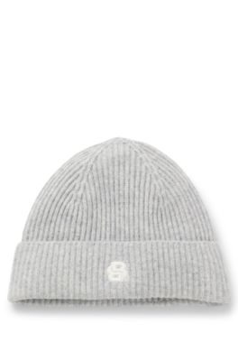 Gorro de punto de lana de cashmere con monograma Double&nbsp;B, Gris claro
