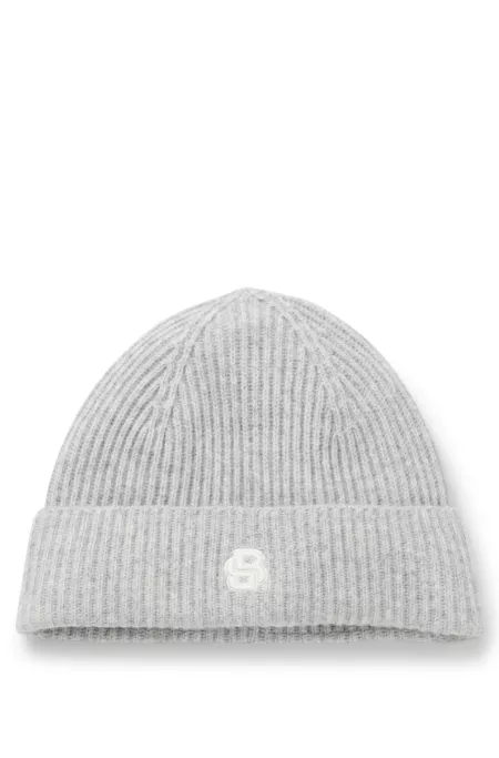 Wool-cashmere beanie hat with Double B monogram