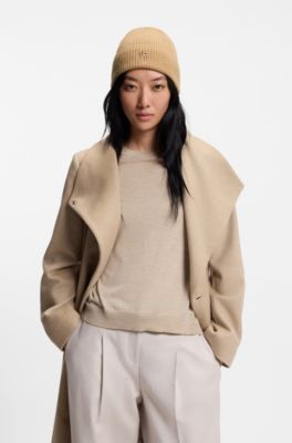 Bonnet en laine et cachemire &agrave; monogramme Double&nbsp;B, Beige