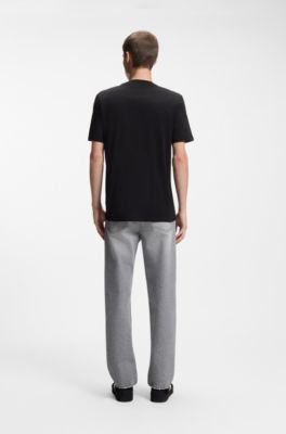 Cotton-jersey T-shirt with biker-inspired artwork, Black