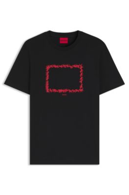 Cotton-jersey T-shirt with printed artwork, Black