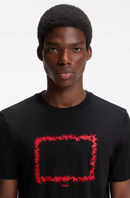 Cotton-jersey T-shirt with printed artwork