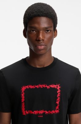 Cotton-jersey T-shirt with printed artwork, Black