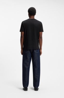 T-shirt en jersey de coton &agrave; motif artistique inspir&eacute; des courses de chevaux, Noir