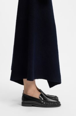 Ruched-detail moccasins in leather, Black