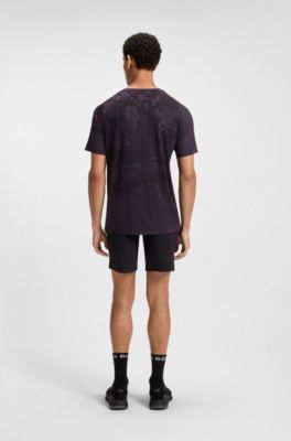 Stretch-mesh slim-fit T-shirt with all-over print, Purple