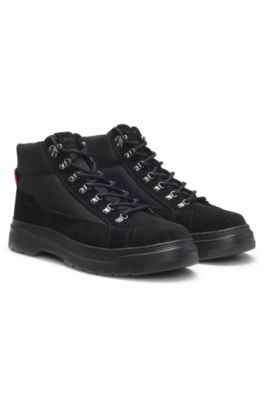 Botas h&iacute;bridas de ante y lona, Negro