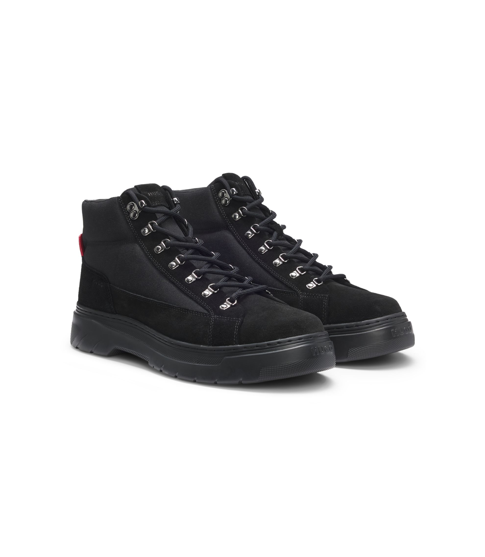 HUGO - Canvas boots with suede trims - Black