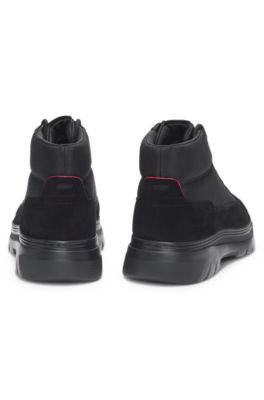 Botas h&iacute;bridas de ante y lona, Negro