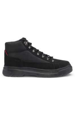 Canvas boots with suede trims, Black
