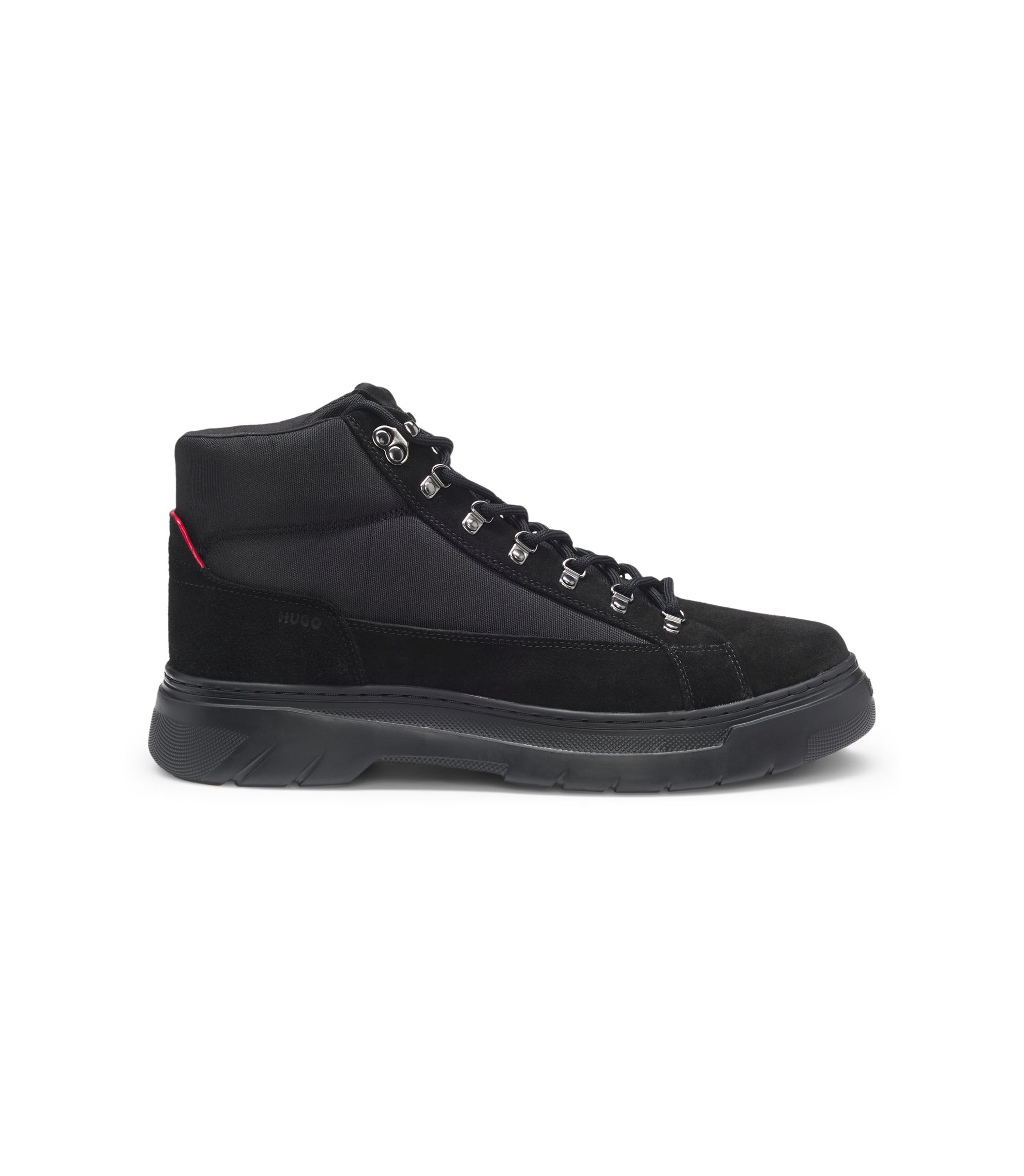 靴 UK7.5 HUGO-SUEDE HUGO - Canvas boots with suede trims - Black
