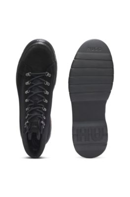 Botas h&iacute;bridas de ante y lona, Negro