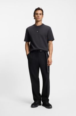 Canvas boots with suede trims, Black