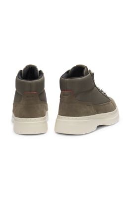 Canvas boots with suede trims, Light Green