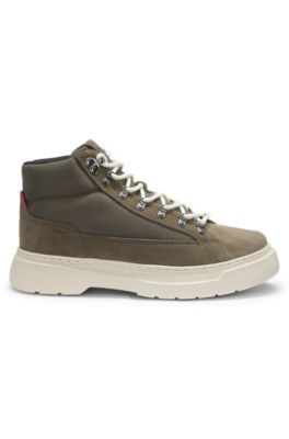 Canvas boots with suede trims, Light Green