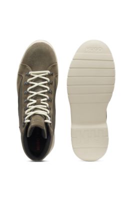Canvas boots with suede trims, Light Green