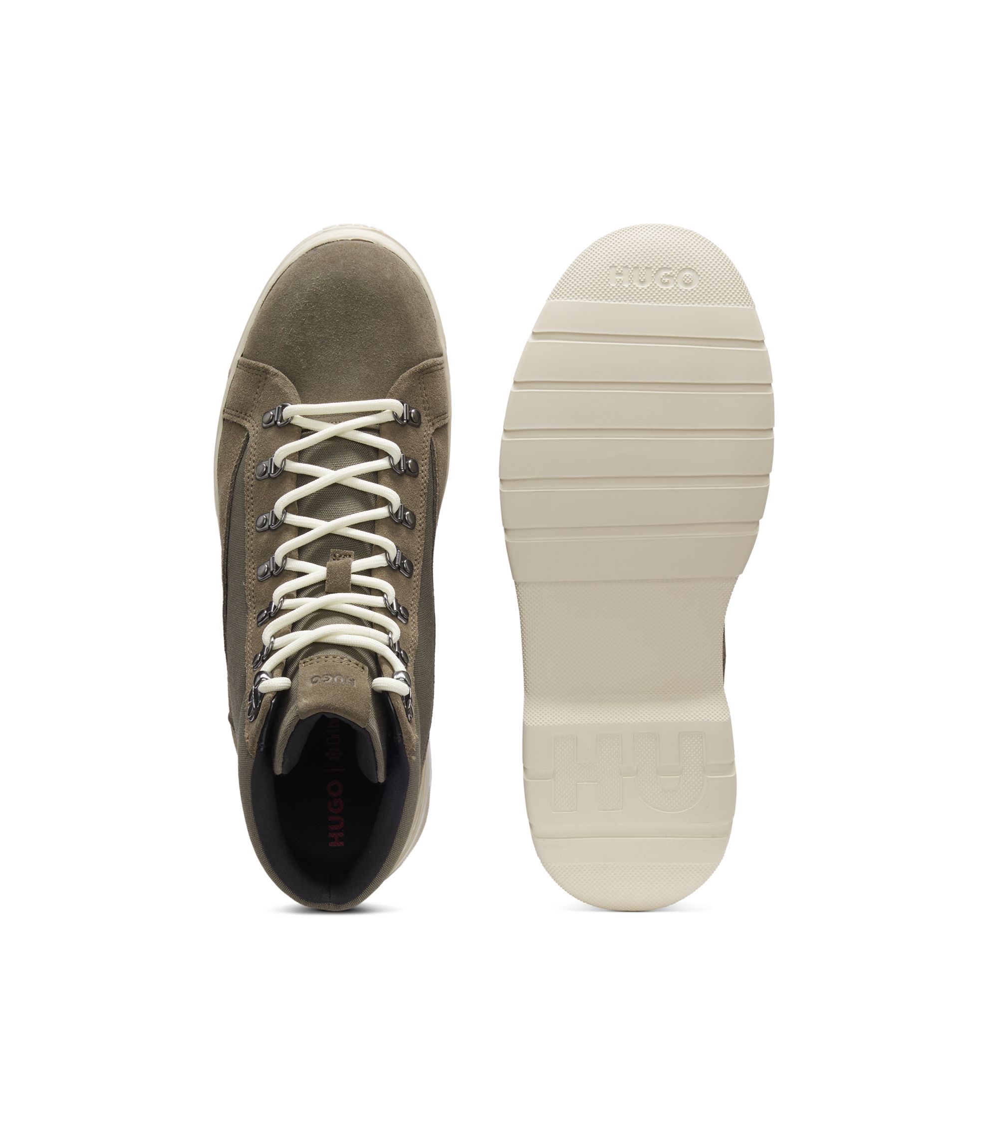 HUGO - Canvas boots with suede trims - Light Green