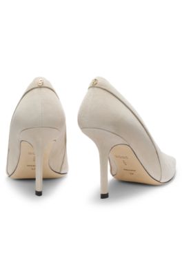 Zapatos de tac&oacute;n de ante con plantilla c&oacute;moda, Beige claro