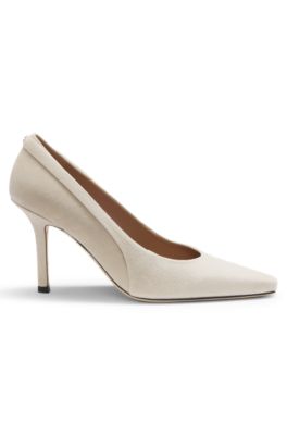 Zapatos de tac&oacute;n de ante con plantilla c&oacute;moda, Beige claro