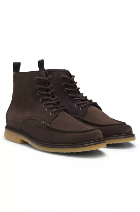 Crepe-outsole half boots in suede