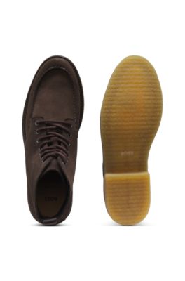 Bottines en cuir su&eacute;d&eacute; avec semelle ext&eacute;rieure en cr&ecirc;pe, Marron fonc&eacute;