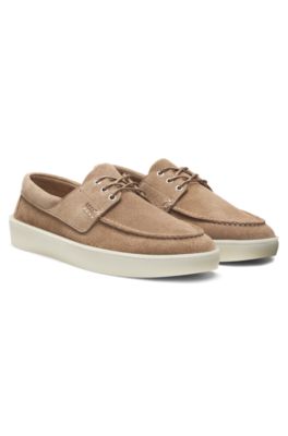 Suede loafers with slightly translucent sole, Beige