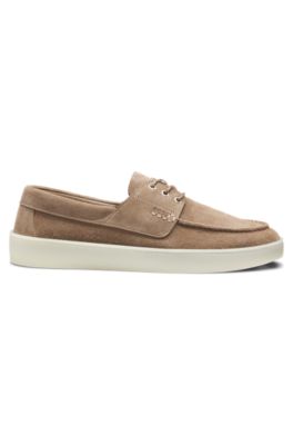 Mocasines de ante con suela de goma ligeramente transl&uacute;cida, Beige