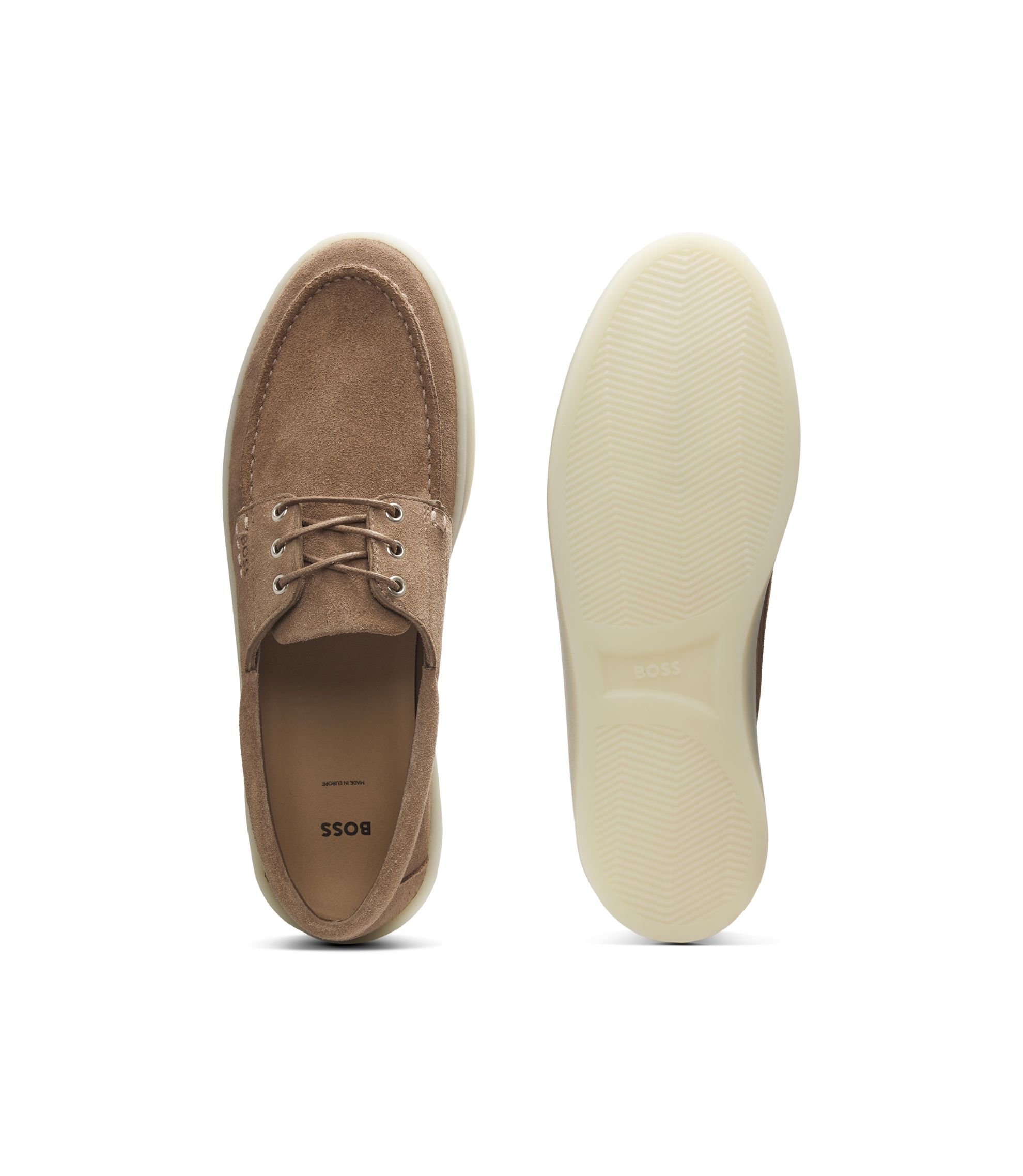 BOSS - Suede loafers with slightly translucent sole - Beige