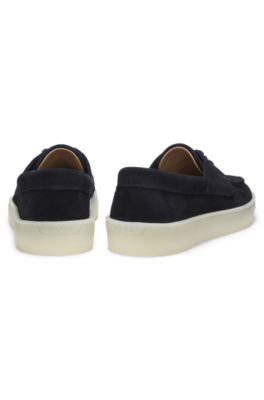 Suede loafers with slightly translucent sole, Dark Blue
