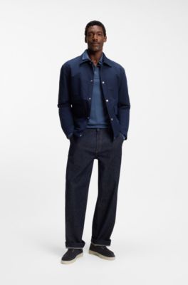 Suede loafers with slightly translucent sole, Dark Blue