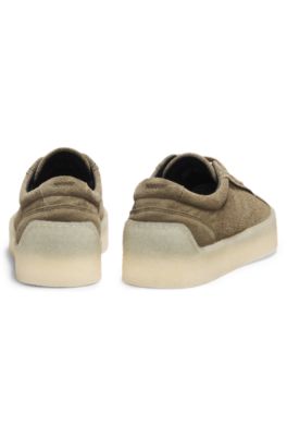 Zapatos Derby de ante con suela de goma de crep&eacute;, Verde