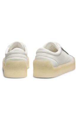 Leather Derby shoes with crepe rubber sole, White