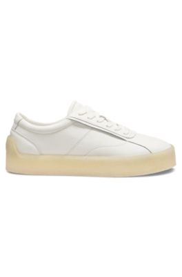 Leather Derby shoes with crepe rubber sole, White