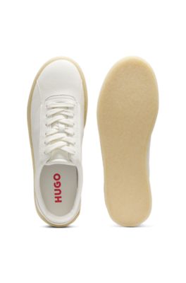 Leather Derby shoes with crepe rubber sole, White