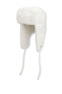 BOSS x Steiff wool-blend hat with teddy trims, White