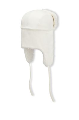 BOSS x Steiff wool-blend hat with teddy trims, White