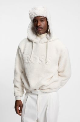 BOSS x Steiff wool-blend hat with teddy trims, White