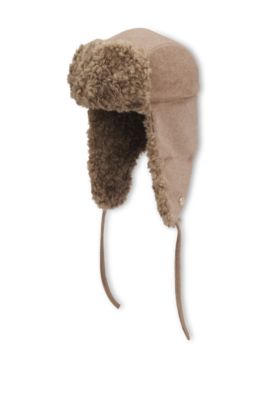 BOSS x Steiff wool-blend hat with teddy trims, Light Brown