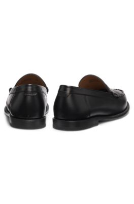 Leather loafers with penny trim, Black